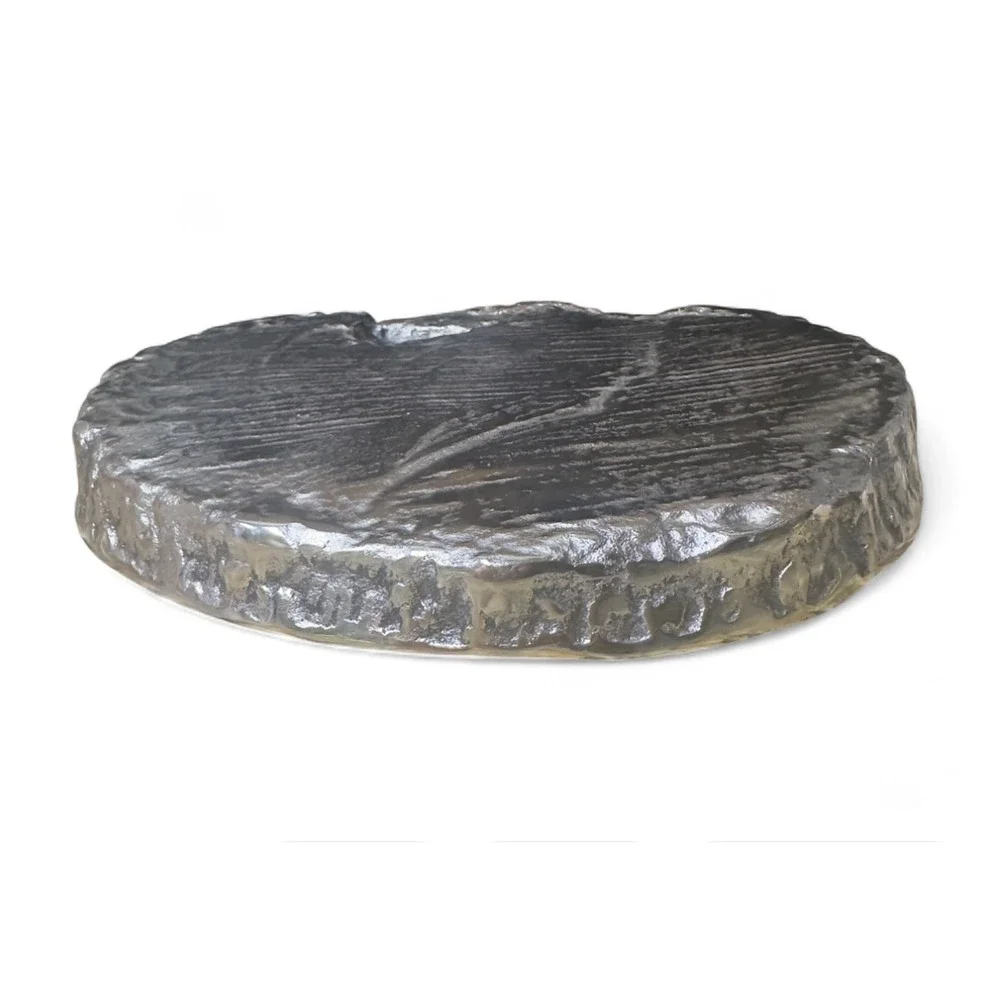 Z‎ Gallerie Woodgrain Platter Plate Silver Finish Decorative Tray